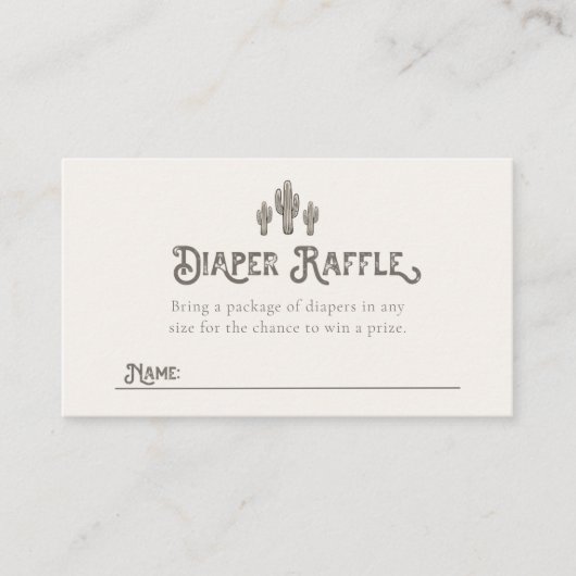 Western Diaper Raffle Cards Begleitkarte (Vorderseite)