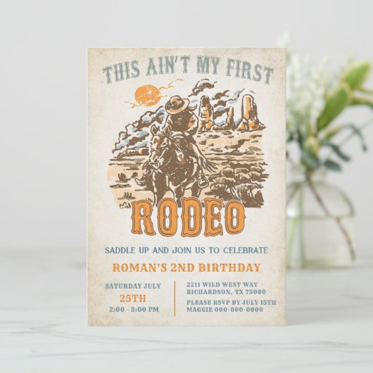 Western Dies ist nicht mein erster Rodeo 2. Geburt Einladung (Stehend Vorderseite)