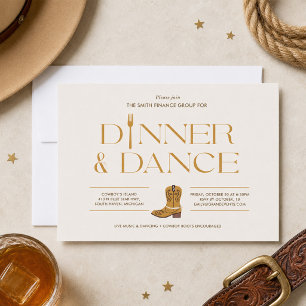 Western-Dinner-und-Tanz-Einladung Cowboy-Stiefel Einladung