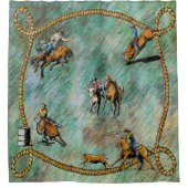 Western Duschvorhang mit Rodeo-Veranstaltungen und (Vorderseite)
