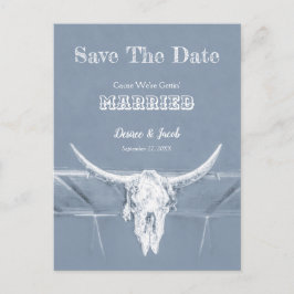 Western Dusty Blue White Rustic Beunruhigt Vintag Postkarte