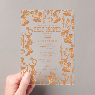 Western Earth Tone Country Boots Babydusche Acryleinladungen