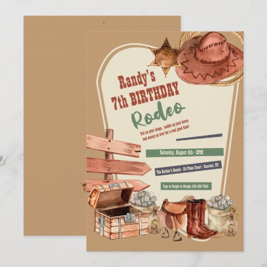 Western Elements Geburtstag Einladung (Vorne/Hinten)