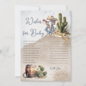 Western Elephant Cowboy Shower Wishes for Baby Einladung (Vorderseite)