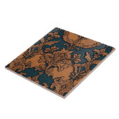 Western Embossed Leather Tan Denim Blue Fliese (Seite)