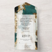 Western Emerald Gold White Cowhide All In One Einladung (Innen Boden)