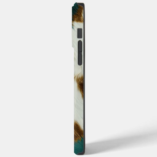 Western Emerald Gold White Cowhide Case-Mate iPhone Hülle (Rückseite / Links)