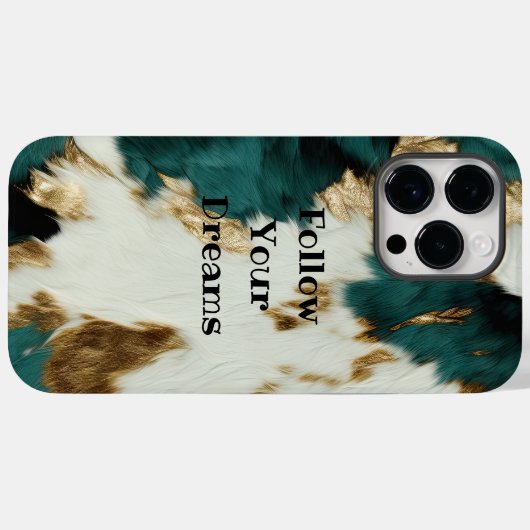 Western Emerald Gold White Cowhide Case-Mate iPhone Hülle (Rückseite (Horizontal))