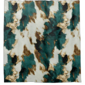 Western Emerald Gold White Cowhide Duschvorhang (Vorderseite)