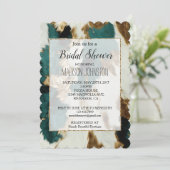 Western Emerald Gold White Cowhide Einladung (Stehend Vorderseite)