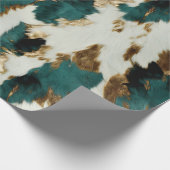 Western Emerald Gold White Cowhide Geschenkpapier (Ecke)