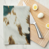 Western Emerald Gold White Cowhide Geschirrtuch (Viertel Falte)