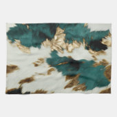 Western Emerald Gold White Cowhide Geschirrtuch (Horizontal)