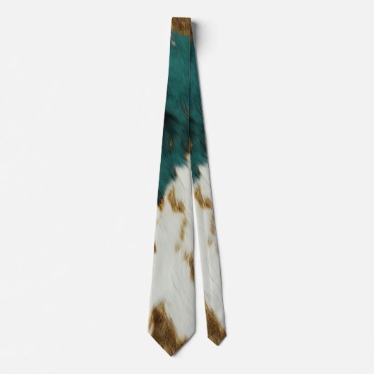 Western Emerald Gold White Cowhide  Krawatte (Vorderseite)