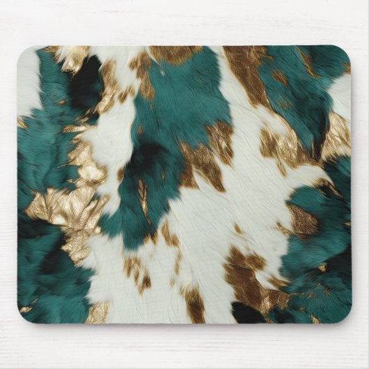 Western Emerald Gold White Cowhide Mousepad (Vorne)