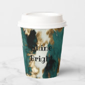 Western Emerald Gold White Cowhide Pappbecher (Vorderseite)