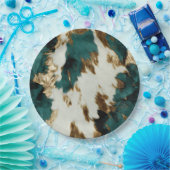 Western Emerald Gold White Cowhide Pappteller (Party)