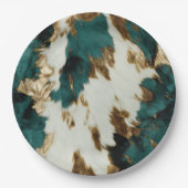 Western Emerald Gold White Cowhide Pappteller (Vorderseite)