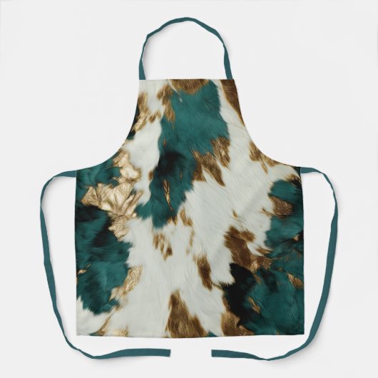 Western Emerald Gold White Cowhide Schürze (Vorderseite)