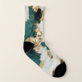 Western Emerald Gold White Cowhide Socken (Rechts - Außen)