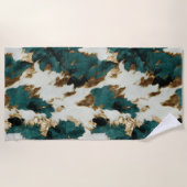 Western Emerald Gold White Cowhide Strandtuch (Vorderseite)