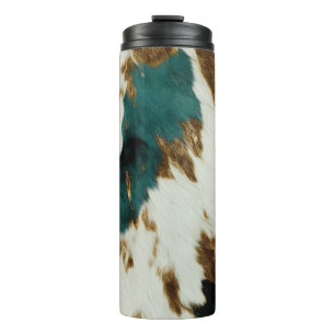 Western Emerald Gold White Cowhide Thermosbecher