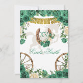 Western Emerald Green Charra Quinceanera Einladung (Rückseite)