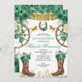 Western Emerald Green Charra Quinceanera Einladung (Vorne/Hinten)