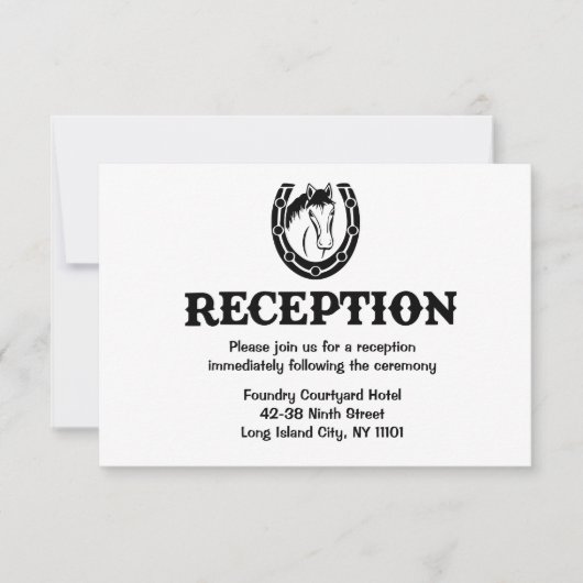 Western Empfang Reitland Hochzeit Schwarz Einladung (Vorderseite)