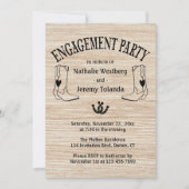 Western Engagement Party Wood Cowboy Boot Country Einladung (Vorderseite)