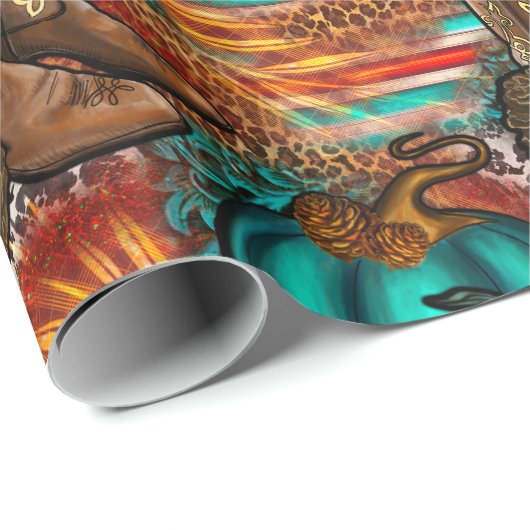 Western Erntedank Geschenkpapier (Rolleneckpunkt)