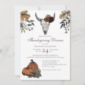 Western Erntedank Kuh Skull Fall Ernte Einladung (Vorderseite)