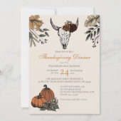 Western Erntedank Kuh Skull Fall Ernte Einladung (Vorderseite)