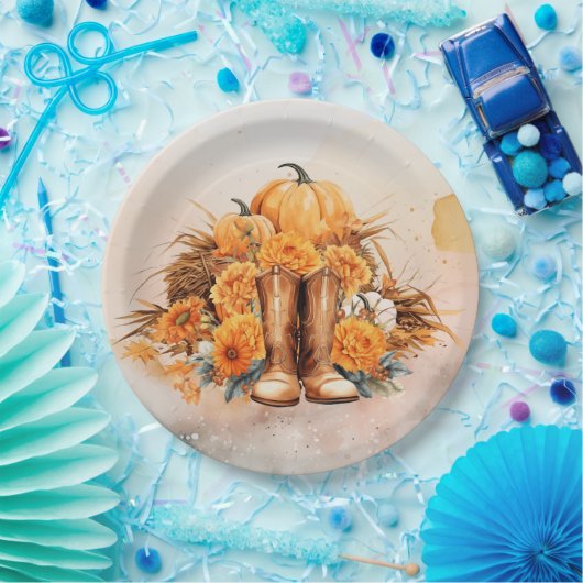 Western Erntedank Pappteller (Party)