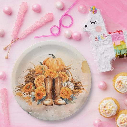 Western Erntedank Pappteller (Party)