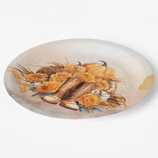 Western Erntedank Pappteller (Schrägansicht)