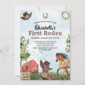 Western Erste Rodeo Pferdestall 1. Geburtstag Part Einladung (Vorderseite)