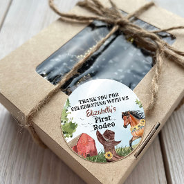 Western Erste Rodeo Pferdestall 1. Geburtstag Part Runder Aufkleber