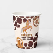 Western erste Rodeo Sattel auf Pferdegeburtstag Pa Pappbecher (Rückseite)