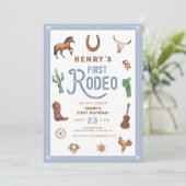 Western Erstgeburt Rodeo Baby Boy Einladung (Stehend Vorderseite)