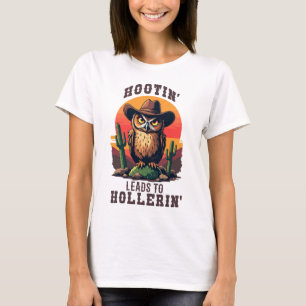 Western Eulen-Cowboy-Schreien führt zu Hollern T-Shirt