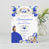 Western Fairytale Royal Blue Cowgirl Quinceañera Einladung (Stehend Vorderseite)