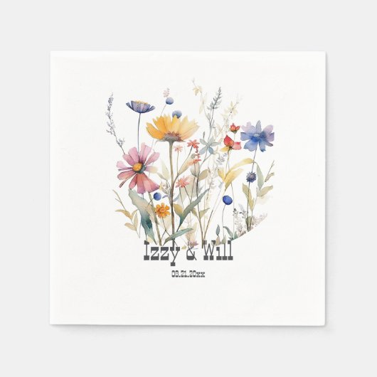 Western Fall Wildblumen Terra Cotta Blue Custom Serviette (Vorderseite)