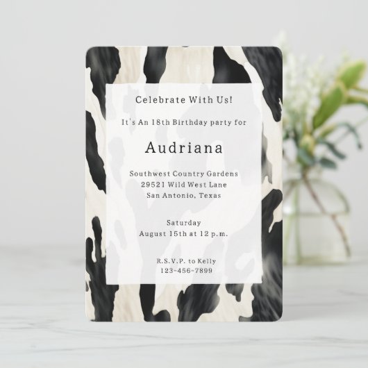 Western Farm Animal Cow Einladung (Stehend Vorderseite)