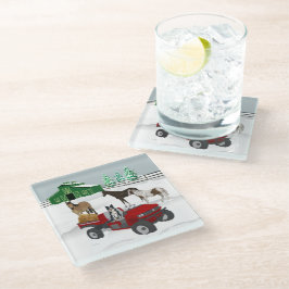 Western Farm Horse Ranch Red ATV Dog and Stall Glasuntersetzer