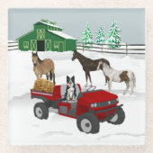Western Farm Horse Ranch Red ATV Dog and Stall Glasuntersetzer (Vorderseite)