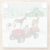 Western Farm Horse Ranch Red ATV Dog and Stall Glasuntersetzer (Rückseite)