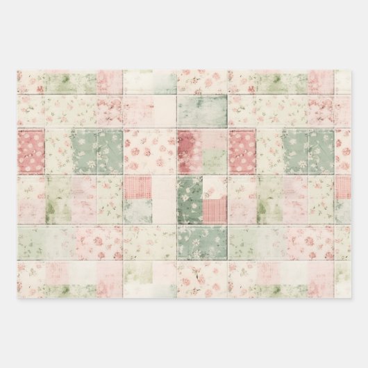 Western Farm Mint Pink Floral Quilt Patterns Geschenkpapier Set (Vorderseite)
