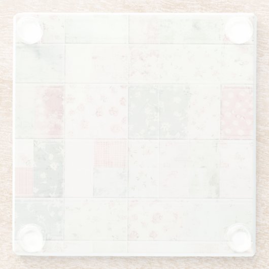 Western Farm Mint Pink Floral Quilt Patterns Glasuntersetzer (Rückseite)