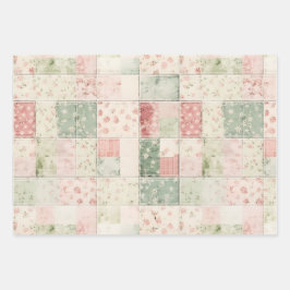 Western Farm Mint Rosa Blumen Quilt Muster Geschenkpapier Set